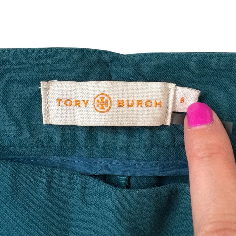 Tory Burch Teal Skinny Ankle Dress Pants Womens Size 8